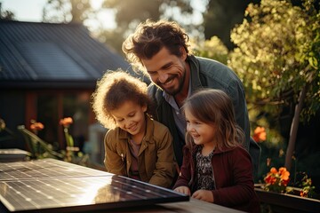 Family with solar panel