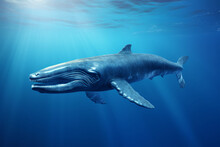 Potrait Of Blue Whale In Sea