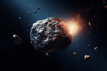 Wall Mural - asteroid in outer space. generative ai