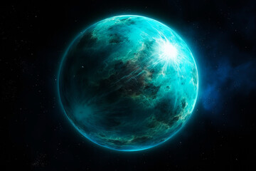 Wall Mural - blue exoplanet in space. generative ai