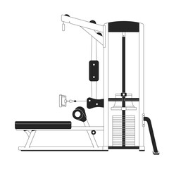 Poster - seated cable row machine flat monochrome isolated vector object. gym equipment. close grip. pull wei