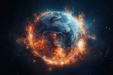 planet earth burning. global warming and climate change concept | generative ai