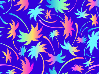 Wall Mural - palm trees silhouettes seamless pattern. colorful gradient palm trees. summer time, wallpaper with t