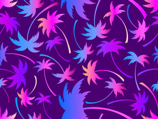 Wall Mural - palm trees silhouettes seamless pattern. colorful gradient palm trees. summer time, wallpaper with t