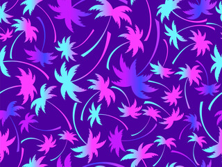 Wall Mural - palm trees silhouettes seamless pattern. colorful gradient palm trees. summer time, wallpaper with t