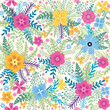 © MichiruKayo - Fairy meadow with flowers seamless pattern. Cute feminine design