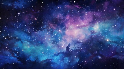 a space filled with lots of stars and a purple and blue sky. generative ai