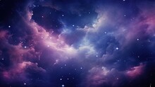  A Purple And Blue Space Filled With Stars And Clouds With A Black Background.  Generative Ai