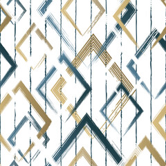 Wall Mural - Abstract rhomb seamless pattern. Repeating gold grunge backdrop. Random rhombus. Background golden printed. Geometric texture. Repeated printing. Repeat patern for design prints. Vector illustration