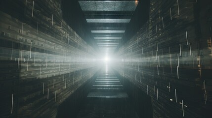 Poster -  a dark tunnel with a light coming through the middle of it.  generative ai