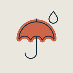 Wall Mural - Umbrella and rain drops vector icon. Weather sign