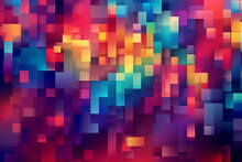 Abstract Background Of Geometric Shapes. Pattern In Full Color Rainbow Colors