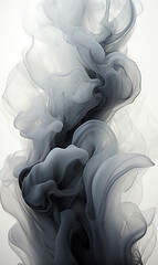 black and white ink swirls against a white background - abstract smokey background - generative AI