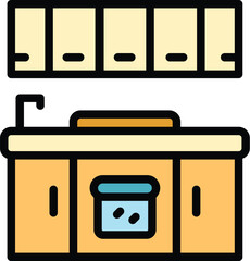 Poster - Kitchen remodeling icon outline vector. House design. Repair remodel color flat
