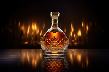 Bottle of Very Special Cognac on fire background