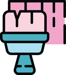 Poster - Wall paint brush icon outline vector. Remodel kitchen. Remodeling home color flat