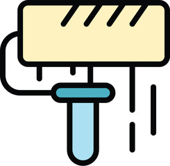Poster - Paint roll icon outline vector. Repair wall. Decoration diy color flat