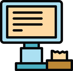 Poster - Pos machine icon outline vector. Cash register. Store screen color flat