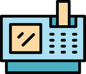Poster - Touchscreen pos machine icon outline vector. Store screen. Cash register color flat