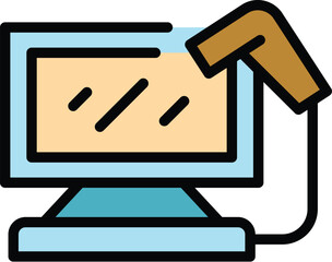 Poster - Cash screen icon outline vector. Store cash register. Pos store color flat