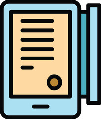 Poster - Tablet touchscreen icon outline vector. Cash register. Machine pos color flat
