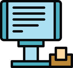 Poster - Sale money cash icon outline vector. Supermarket store. Register machine color flat