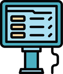 Poster - Screen cash point icon outline vector. Register machine. Store supermarket color flat