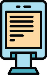 Poster - Receipt cash register icon outline vector. Machine pos. Store screen color flat