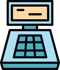 Poster - Bill system icon outline vector. Cash machine. Pos store color flat