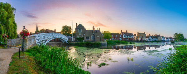 Chinese Bridge sunrise panorama at Godmanchester Cambridgeshire England