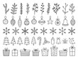 © AnyaLi - Hand drawn set of Christmas design doodle elements. Snowflakes, Christmas balls, Christmas trees, gift box, winter branches in sketch style. Vector illustration isolated on white background