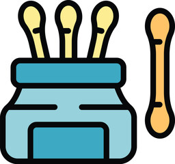 Poster - PCR test swab icon outline vector. Corona health. Nasal lab color flat