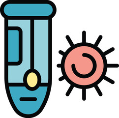 Poster - Test tube virus icon outline vector. Pcr health. Lab result color flat