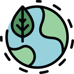 Poster - Planet Earth icon outline vector. Recycle energy. Comb water color flat