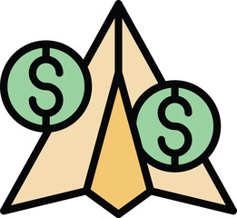 Poster - generosity paper plane icon outline vector. hand activist. love charity color flat