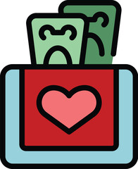 Poster - generosity box icon outline vector. hand volunteer. charity team color flat