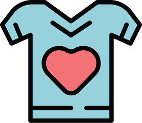 Poster - generosity tshirt icon outline vector. blood person. social give color flat