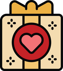 Poster - love gift box icon outline vector. team solidarity. share love color flat