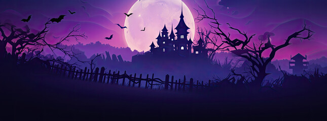 Wall Mural - Haunted Halloween landscape. Halloween background.