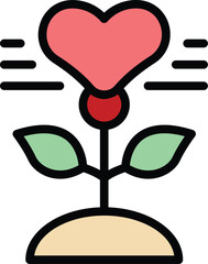 Poster - charity plant icon outline vector. volunteer support. love heart color flat