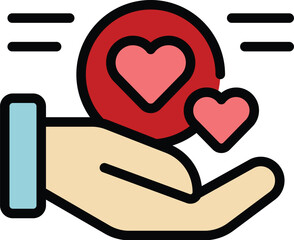 Poster - Keep heart icon outline vector. Relief activist. Share social charity color flat