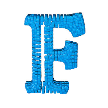 Symbol made of blue cubes. letter f