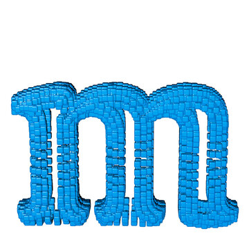 Symbol made of blue cubes. letter m