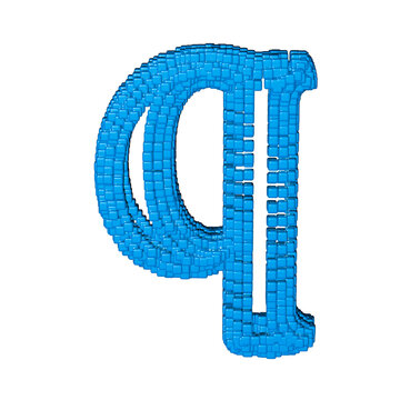 Symbol made of blue cubes. letter q