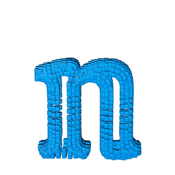 Symbol made of blue cubes. letter n