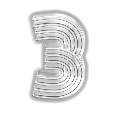 Silver luminous symbol. number 3