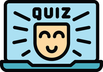 Poster - Online quiz icon outline vector. Exam game. Survey time color flat