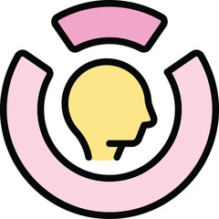 Poster - Pie chart expert icon outline vector. Goal consult. Attack telephone color flat