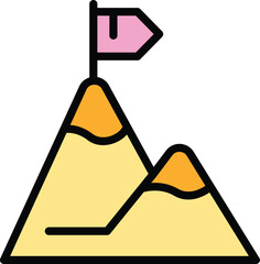 Poster - Expert mountain target icon outline vector. Consult cyber. Business people color flat