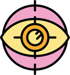 Sticker - Target eye icon outline vector. Success goal. Cyber report color flat